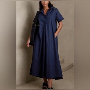Banana Republic Rhyah Poplin navy collared dress XS/S